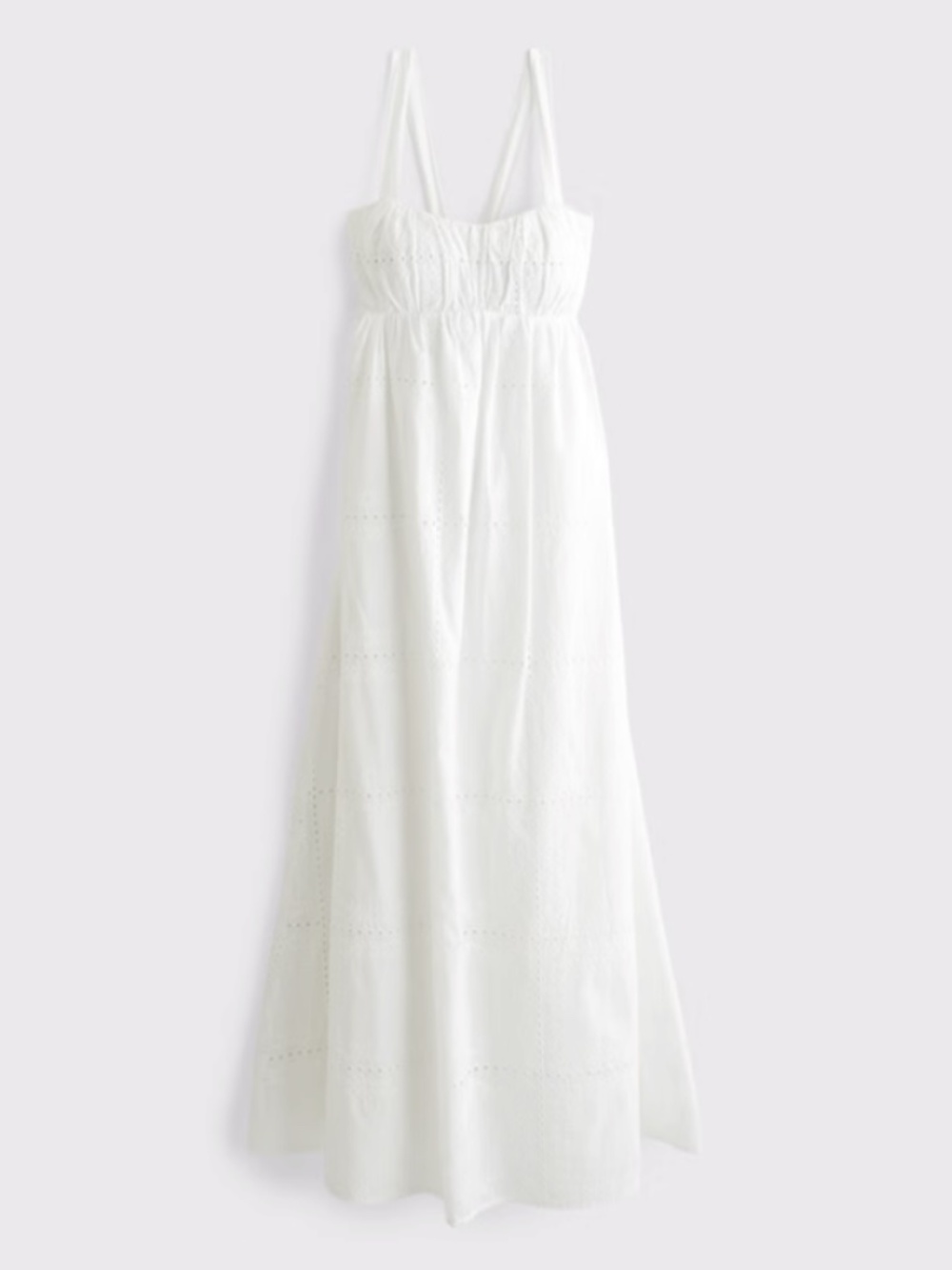 Abercrombie Bra-Free Eyelet Sweetheart Ruched Flowy Maxi Dress